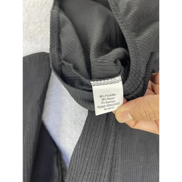 NY Collection Women's Bodysuit Ribbed 3/4 Sleeve Solid Black Medium - Picture 4 of 13